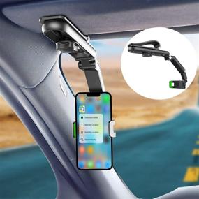 img 4 attached to 📱 ILKCC Green Sun Visor Car Phone Holder: 1080° Rotatable and Foldable Mount