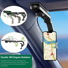 img 1 attached to 📱 ILKCC Green Sun Visor Car Phone Holder: 1080° Rotatable and Foldable Mount