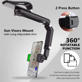 img 3 attached to 📱 ILKCC Green Sun Visor Car Phone Holder: 1080° Rotatable and Foldable Mount