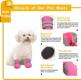 img 2 attached to 🐾 SUNFURA Lightweight Dog Boots, Breathable Mesh Dog Shoes with Adjustable Reflective Strips, Rugged Anti-Slip Sole, Outdoor Booties Pet Paw Protector for Small Medium Dogs (Pink, Size L)