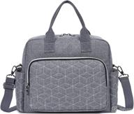 👜 mom's must-have grey2 diaper bag tote: waterproof, portable, and spacious with shoulder strap logo