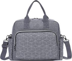 img 4 attached to 👜 Mom's Must-Have Grey2 Diaper Bag Tote: Waterproof, Portable, and Spacious with Shoulder Strap