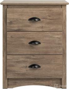 img 2 attached to 🌾 Salt Spring Drifted Gray Tall 3-Drawer Nightstand by Prepac