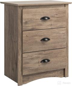 img 3 attached to 🌾 Salt Spring Drifted Gray Tall 3-Drawer Nightstand by Prepac