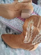 img 1 attached to TEMOFON Cowboy Boots For Women Suede Pointed Toe Pull On Booties Embroidered Western Cowgirl Mid Calf Boots review by Juan Russell