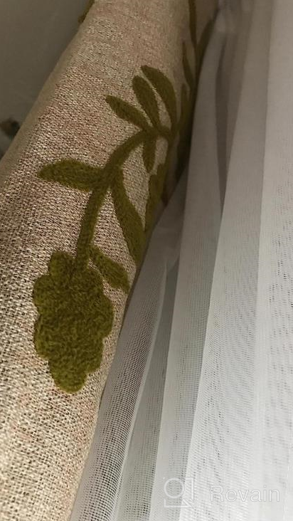 img 1 attached to Melodieux Flower Embroidery Linen Blackout Curtains For Living Room Bedroom Silver Grommet Window Drape, Beige/Green, 52 By 84 Inch (1 Panel) review by Robert Sorrells