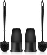 🚽 hrexer toilet brush and holder 2 pack: extra long handle, ventilated caddy, space saving, deep cleaning, practical durable - black logo