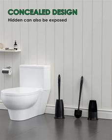 img 2 attached to 🚽 Hrexer Toilet Brush and Holder 2 Pack: Extra Long Handle, Ventilated Caddy, Space Saving, Deep Cleaning, Practical Durable - Black