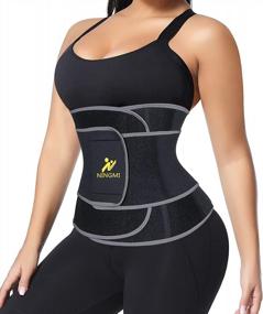 img 4 attached to Adjustable Neoprene Waist Trimmer Sweat Belt Fat Burning For Women - NINGMI Sauna Waist Trainer