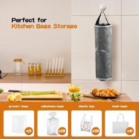 img 1 attached to Large White Mesh Bag Holder For Kitchen - Set Of 2, 19.6'' X 6.2'' Hanging Organizers For Grocery Bags And Trash Bags, Holds 60-70, WantuSee Plastic Bags Dispenser