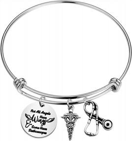 img 4 attached to Nursing Graduation Gift: RN Bracelet For Nurses - 'Not All Angels Have Wings, Some Have Stethoscopes'