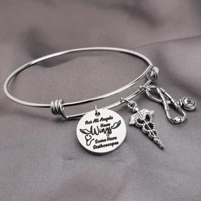 img 1 attached to Nursing Graduation Gift: RN Bracelet For Nurses - 'Not All Angels Have Wings, Some Have Stethoscopes'