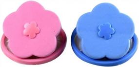img 4 attached to Многоразовые мешочки для сбора волос от машинной стирки в форме цветочков - набор из 2 штук (синий + розовый) для эффективного удаления волос