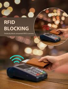 img 2 attached to Кожаный бумажник с блокировкой RFID: тонкий держатель для кредитных карт с идентификатором для мужчин - всплывающий металлический корпус