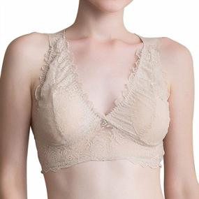 img 4 attached to Luxurious Zylioo 100% Mulberry Silk Lace Bralette With Removable Pads - Ideal Pull On Knitted Cami Crop Top For Women