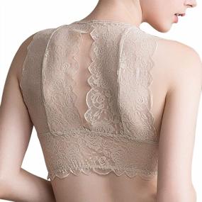 img 3 attached to Luxurious Zylioo 100% Mulberry Silk Lace Bralette With Removable Pads - Ideal Pull On Knitted Cami Crop Top For Women