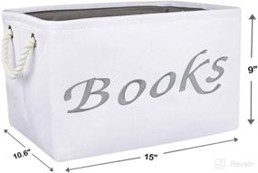img 4 attached to 📚 White Book Basket - Embroidered Nursery Tote Bin for Organizing Bedroom, Closet, Classroom - Large Storage Box Solution