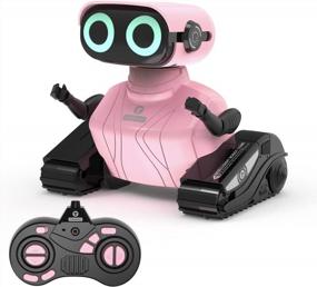 img 4 attached to GILOBABY Pink RC Robot Toy With Flexible Head & Arms, Music, Dance Moves, And LED Eyes - Ideal Birthday Gift For Boys And Girls Aged 5-7 Years. 2.4GHz Remote Control For Enhanced Control.