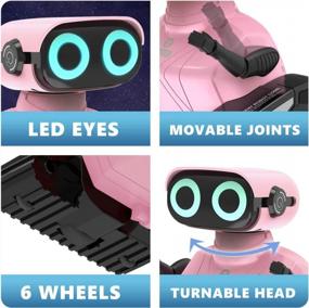 img 3 attached to GILOBABY Pink RC Robot Toy With Flexible Head & Arms, Music, Dance Moves, And LED Eyes - Ideal Birthday Gift For Boys And Girls Aged 5-7 Years. 2.4GHz Remote Control For Enhanced Control.