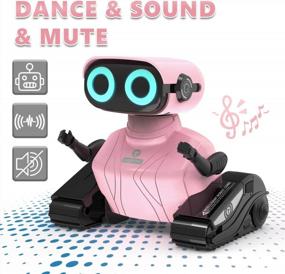 img 1 attached to GILOBABY Pink RC Robot Toy With Flexible Head & Arms, Music, Dance Moves, And LED Eyes - Ideal Birthday Gift For Boys And Girls Aged 5-7 Years. 2.4GHz Remote Control For Enhanced Control.