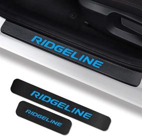 img 4 attached to Enhance Your Honda Ridgeline with 4Pcs Carbon Fiber Leather Door Sill Protectors - Perfect Fit for Ridgeline 2005-2021, Reflective Entry Guards, Stylish Scuff Plate