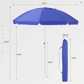 img 2 attached to Оставайтесь под защитой на пляже с портативным пляжным зонтом KITADIN'S 7.5FT с ребрами из стекловолокна и якорем для песка - синий