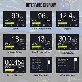 img 1 attached to Advanced OBDII Speedometer KMH MPH Head Up Display with Battery Voltage, Engine Charging Voltages, Temperature & Overspeed Alarm - Perfect OBD2 Scanner for 12V Petrol Diesel Vehicles