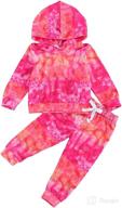 🌈 girl's tie dye tracksuit set: crewneck top and pants combo for kids and toddlers - 2pcs outfit, sweatsuits for jogging and casual wear логотип