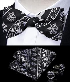 img 3 attached to Festive Fun: DiBanGu Silk Pretied Christmas Bow Ties For Men With Pocket Square And Cufflinks - Perfect Party Gifts!