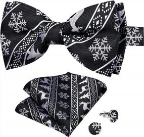 img 4 attached to Festive Fun: DiBanGu Silk Pretied Christmas Bow Ties For Men With Pocket Square And Cufflinks - Perfect Party Gifts!