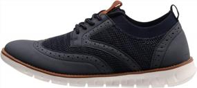 img 3 attached to Chic And Comfortable: Joomra Men'S Knit/Leather Wingtip Oxford Dress Shoes