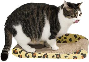 img 4 attached to 🐾 PAWNIE Leopard Print Cat Scratcher and Resting Lounge Pad: Eco-Friendly Toy crafted from Recyclable Cardboard Material