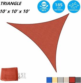 img 3 attached to AsterOutdoor Sun Shade Sail Triangle 10' X 10' X 10' UV Block Canopy For Patio Backyard Lawn Garden Outdoor Activities, Terra