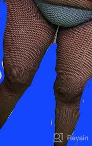 img 7 attached to Plus Size Fishnet Tights - 2 Pairs Sexy Black Sparkle Diamonds