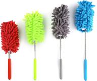 🧹 4 pack hand washable microfiber feather duster with extendable pole, replaceable head - ideal for car, office, computer, furniture, ac, ceiling fan cleaning logo