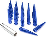 🔵 enhance your wheels with the 20 pc solid steel spike lug nuts kit in blue, 1/2 логотип