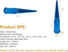 img 3 attached to 🔵 Enhance your Wheels with the 20 Pc Solid Steel Spike Lug Nuts Kit in Blue, 1/2