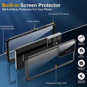 img 1 attached to Чехол Temdan для Samsung Galaxy S21 Ultra, [со встроенной защитой экрана и защитой камеры] [Полностью водонепроницаемый корпус] [Ударопрочный] [Пыленепроницаемый] [Защита от царапин] Прозрачный чехол для телефона для S21 Ultra Case 5G Black
