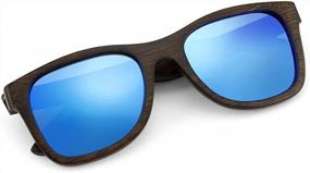 img 4 attached to Bamboo Polarized Sunglasses For Men & Women | Real Wood Frame | Oct17 Eyewear Collection