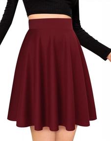 img 1 attached to Women Summer High Waist Mini Skater Flared Stretchy Casual Skirt