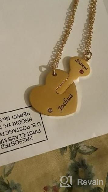 img 1 attached to Customizable Heart Puzzle Necklace Set With Birthstones And Personalized Names | Valyria Stainless Steel Jewelry Pieces review by Polo Acri