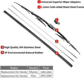 img 2 attached to 🚗 OTUAYAUTO Factory Aftermarket Windshield Wiper Blades for Honda Pilot 2003-2008, Odyssey 1999-2004 - 24"+21" Front Window Wiper Replacement