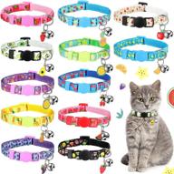 🐱 12-piece breakaway cat collar set with bell, summer fruit patterns pendants, and safety adjustability – perfect for pet decoration (small size) logo