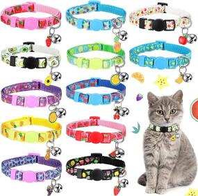 img 4 attached to 🐱 12-Piece Breakaway Cat Collar Set with Bell, Summer Fruit Patterns Pendants, and Safety Adjustability – Perfect for Pet Decoration (Small Size)