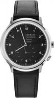 mondaine men's helvetica swiss-quartz watch with leather strap | mh1.r2020.lb | black logo