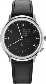 img 4 attached to Mondaine Men'S Helvetica Swiss-Quartz Watch With Leather Strap | MH1.R2020.LB | Black