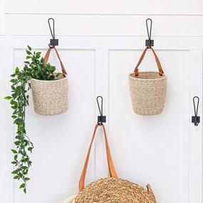 img 2 attached to Boho Wall Decor - OrganiHaus 2-Pack Brown Hanging Storage Baskets With Handles For Plants And Organization In Bathroom Or Home - 7X6 Inch Wall Baskets For Stylish And Functional Hanging Storage