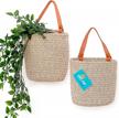 boho wall decor - organihaus 2-pack brown hanging storage baskets with handles for plants and organization in bathroom or home - 7x6 inch wall baskets for stylish and functional hanging storage logo