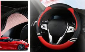 img 1 attached to 🐱 YUNZLAN Stylish Cute Cat Ear Steering Wheel Cover in B-Style Purple - Perfect for Women and Girls - Universal Fit 15 Inch Leather Auto Car Interior Accessory