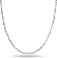 sterling silver italian 2mm, 3mm rope chain necklace for women & men - 18", 20", 22", 24" and 26" lengths logo